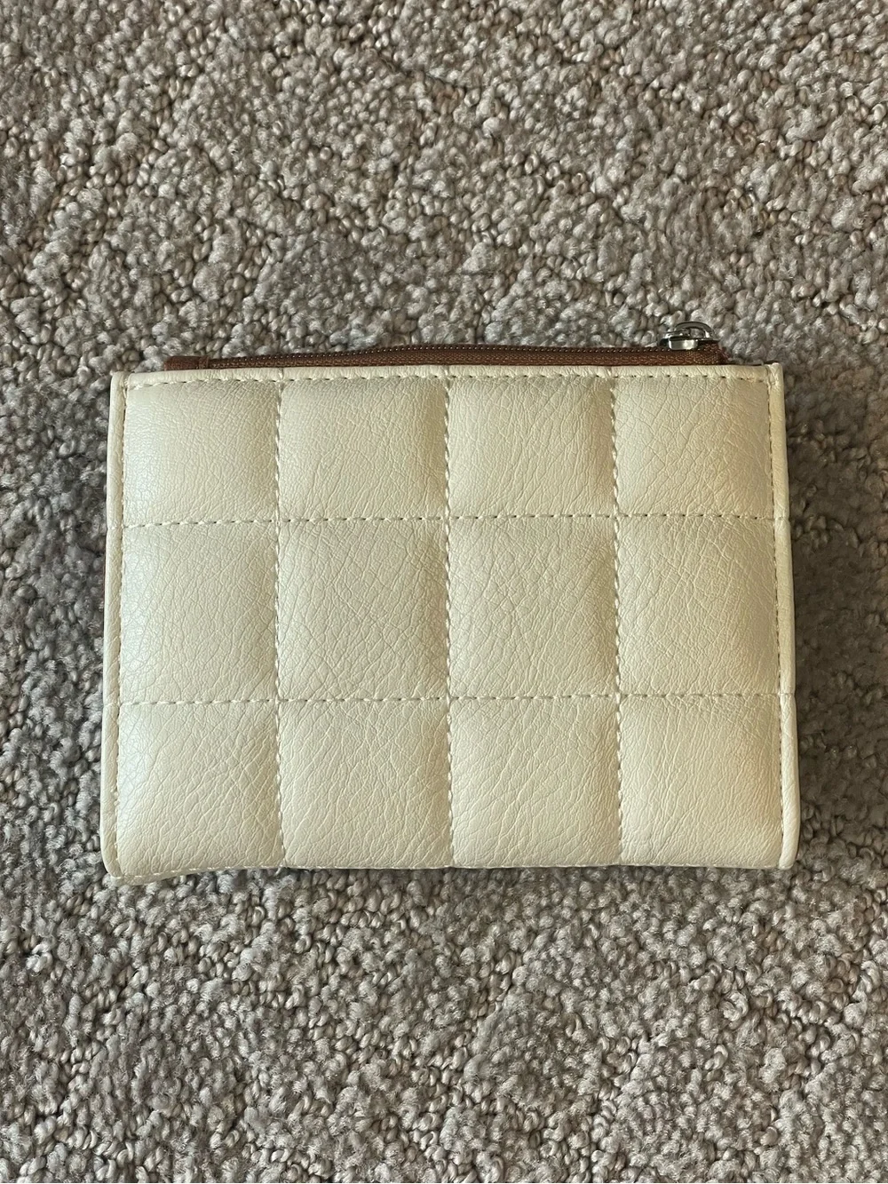 Bostanten Luna Quilted Classic Two-Tone Wallet - Brown & Cream, Faux Leather-NEW